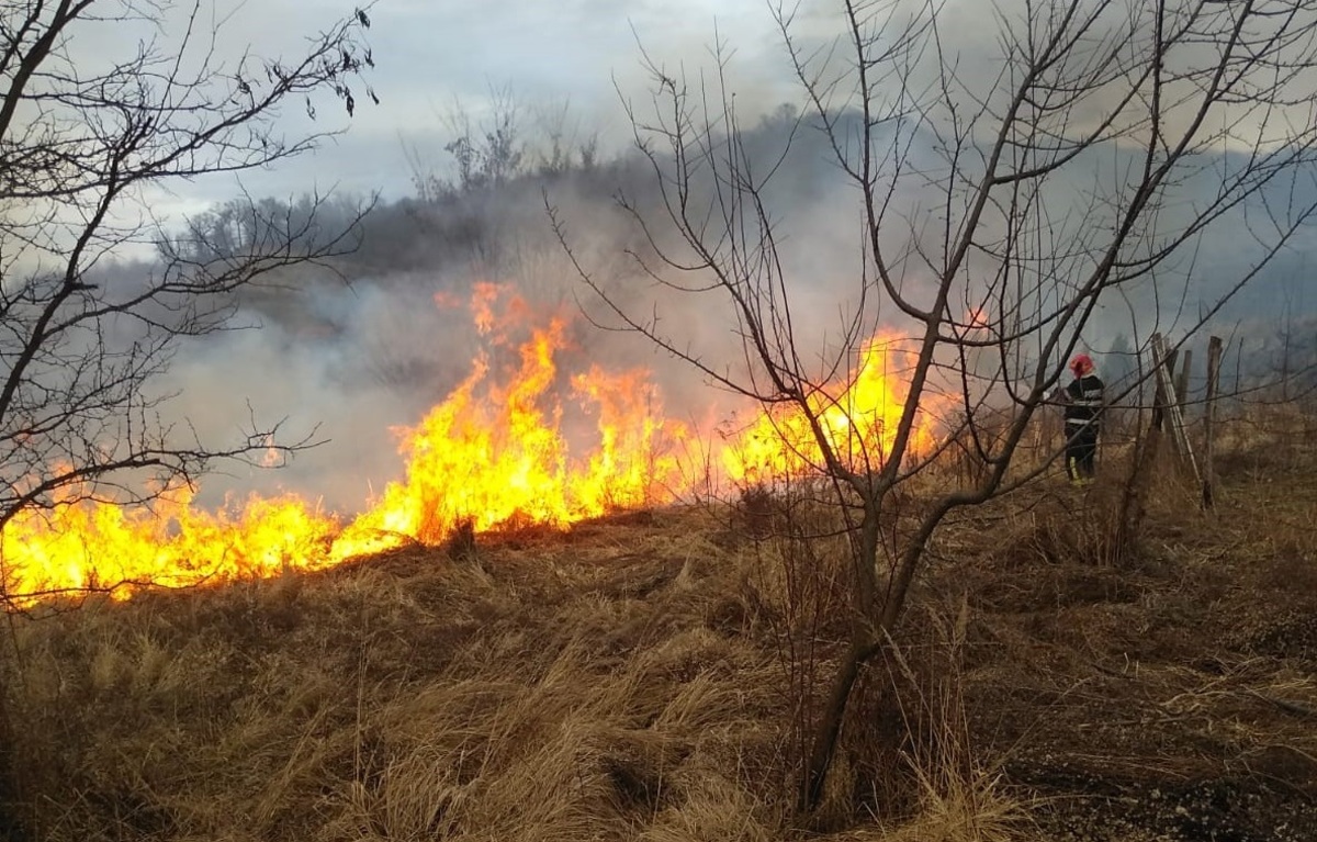 Numărul incendiilor de vegetație uscată s-a triplat față de anul trecut, în Sibiu