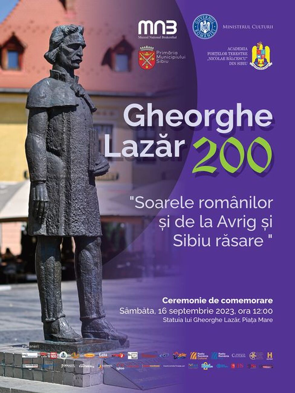 Gheorghe Lazăr va fi comemorat sâmbătă în Piața Mare din Sibiu