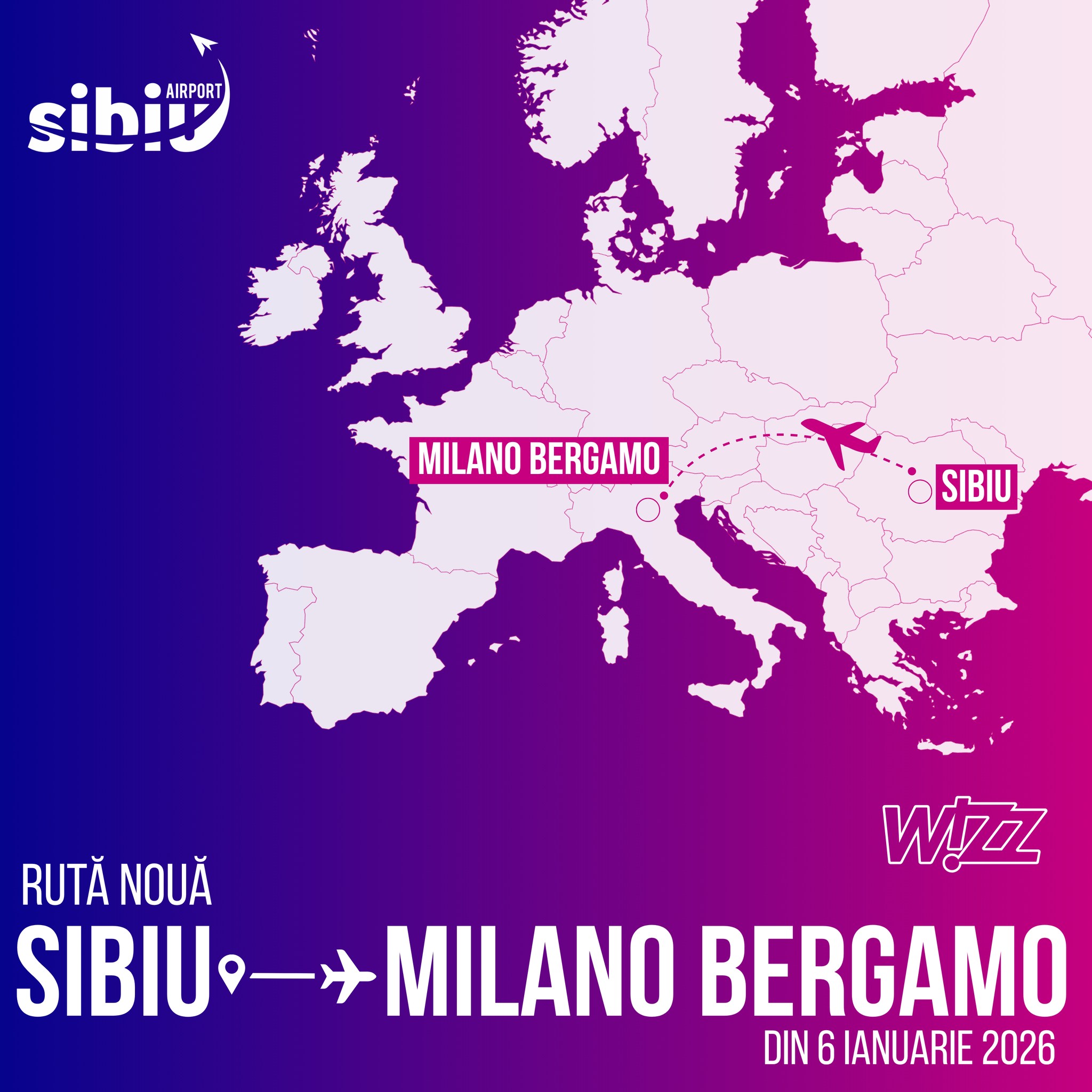 Aeroportul Internațional Sibiu a lansat oficial noua rută aeriană Sibiu – Milano Bergamo