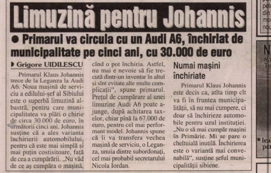 Audi-ul de serviciu de pe vremea când Klaus Iohannis era primar, scos la licitație. Preț de pornire: 3.500 de euro