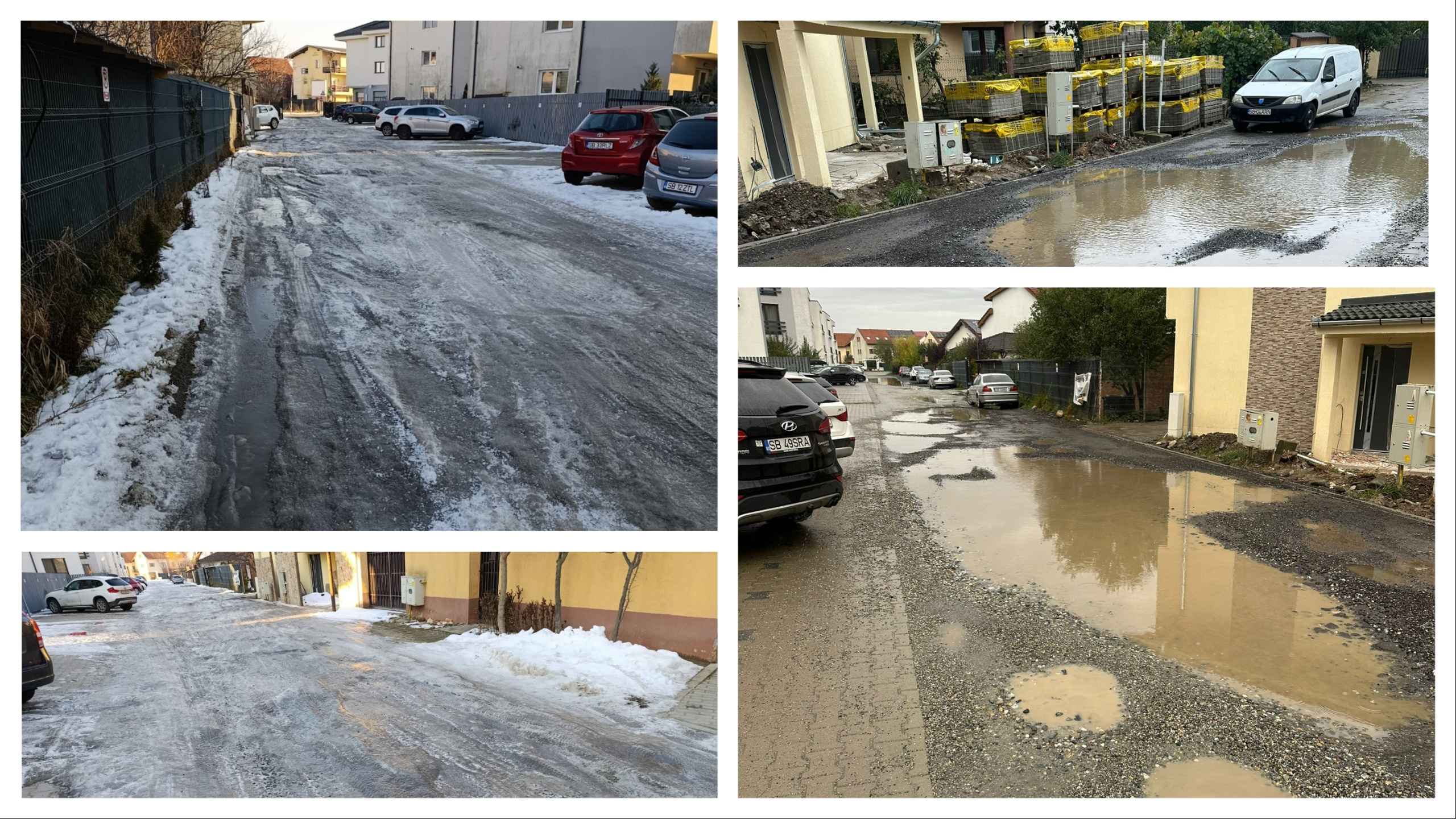 Stradă distrusă de șantiere, în Șelimbăr. Primăria spune că nu poate interveni