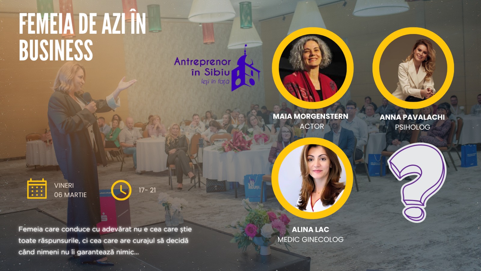 Maia Morgenstern, mesaj special pentru evenimentul „FEMEIA DE AZI”, organizat pe 6 martie la Sibiu