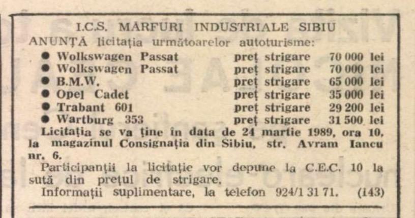 Mica publicitate, OLX-ul Epocii de Aur. Ce se tranzacționa în Sibiu acum 40 de ani