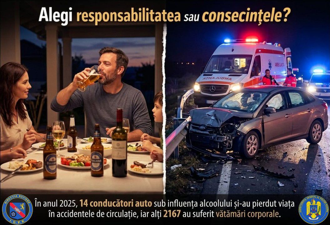 Recomandările polițiștilor sibieni: fără alcool la volan și mai multă prudență