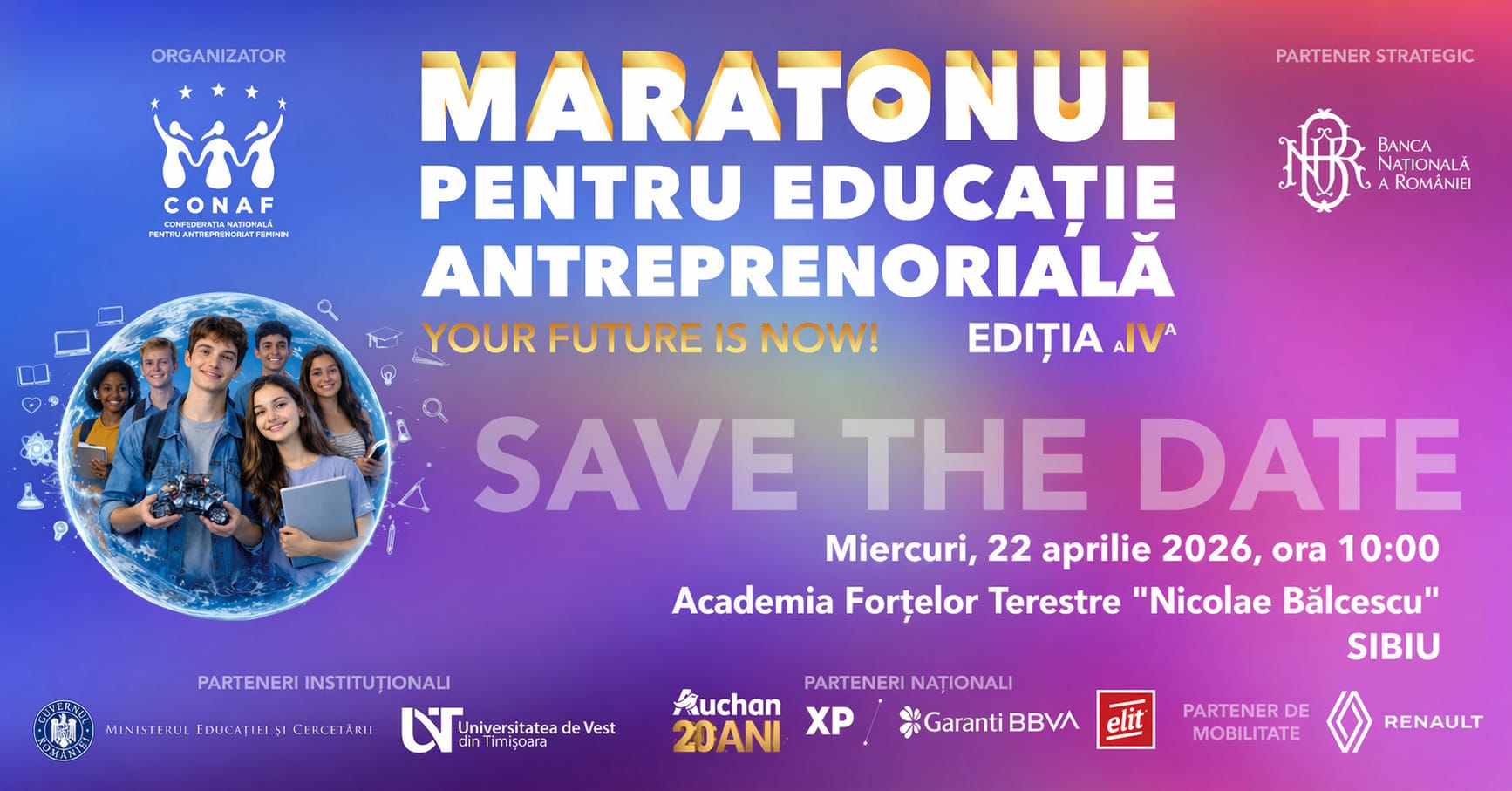 Semifinala județeană „Maratonul pentru Educație Antreprenorială” IV aduce la Sibiu 10 echipe de liceeni care își prezintă planurile de afaceri