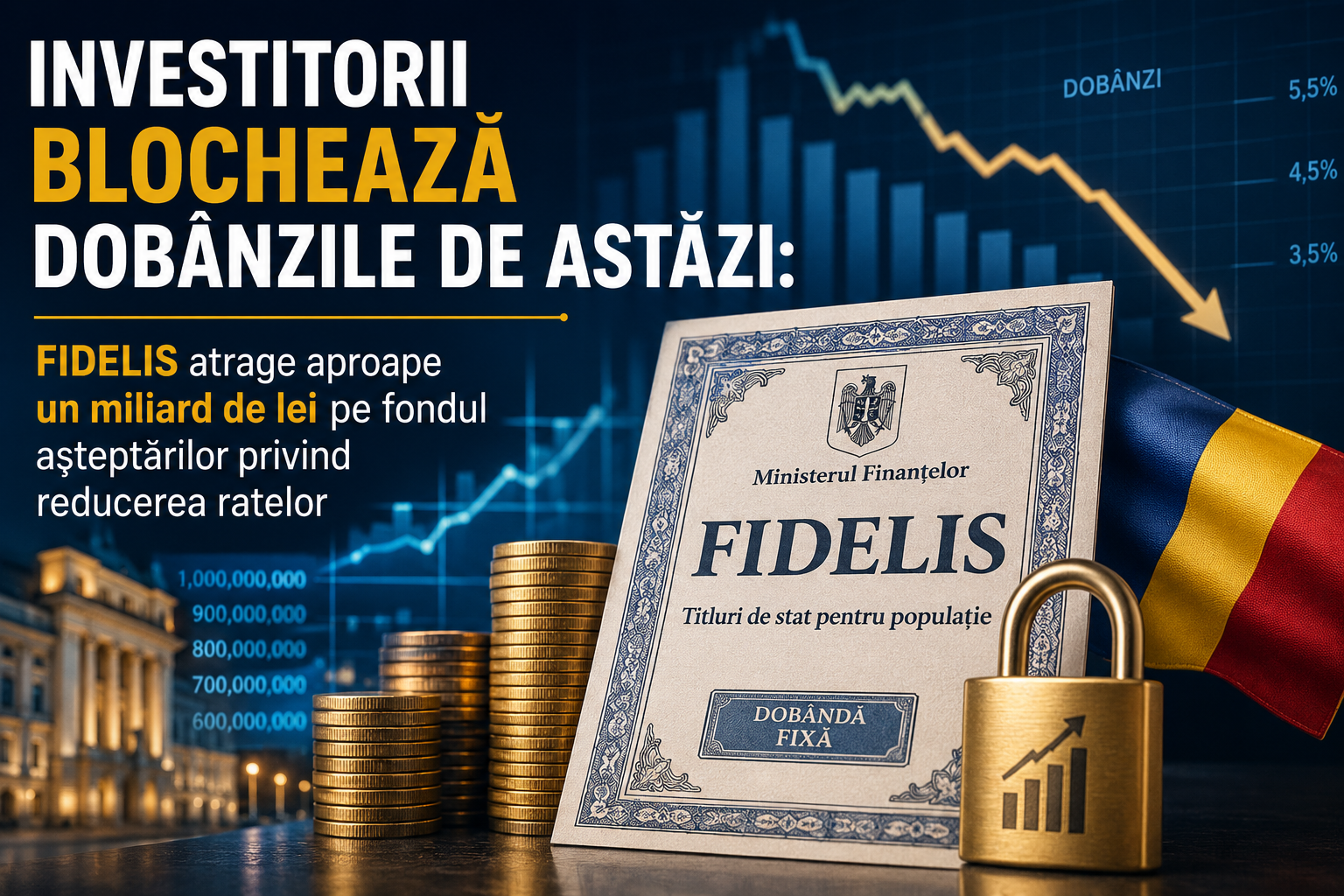 FIDELIS atrage în iunie 1 miliard de lei. Pariul pe dobânzile actuale: de ce investitorii au cumpărat masiv titluri de stat