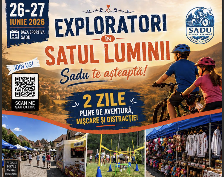 Sport, drumeții și concerte la Sadu. „Exploratorii în Satul Luminii” aduce două zile de activități în Mărginimea Sibiului