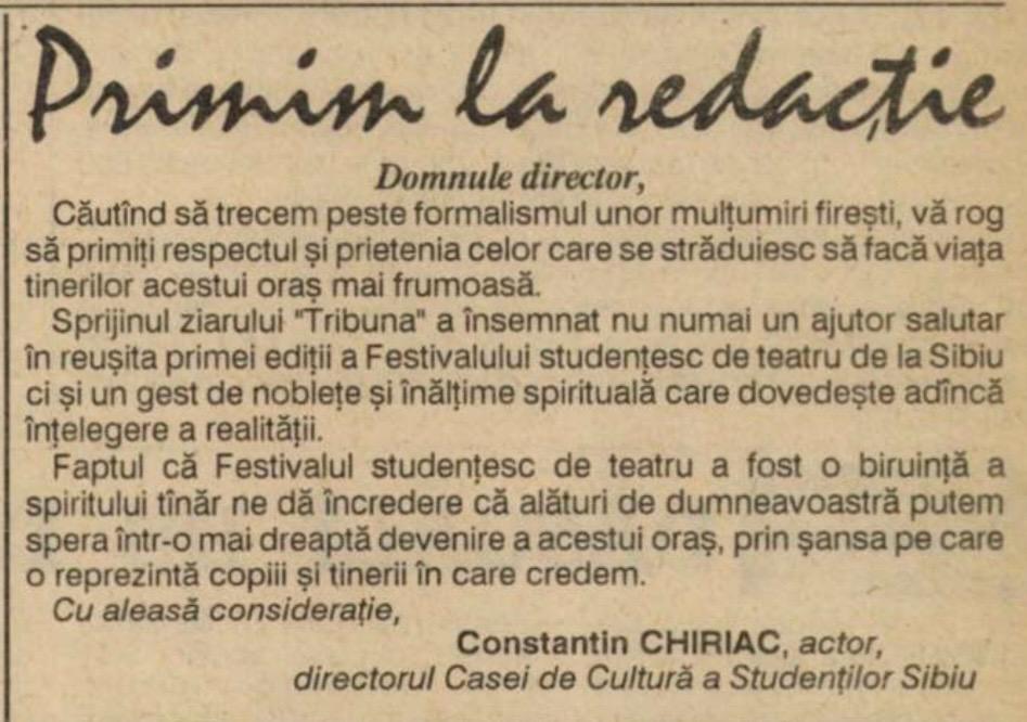 Tribuna, 7 aprilie 1993