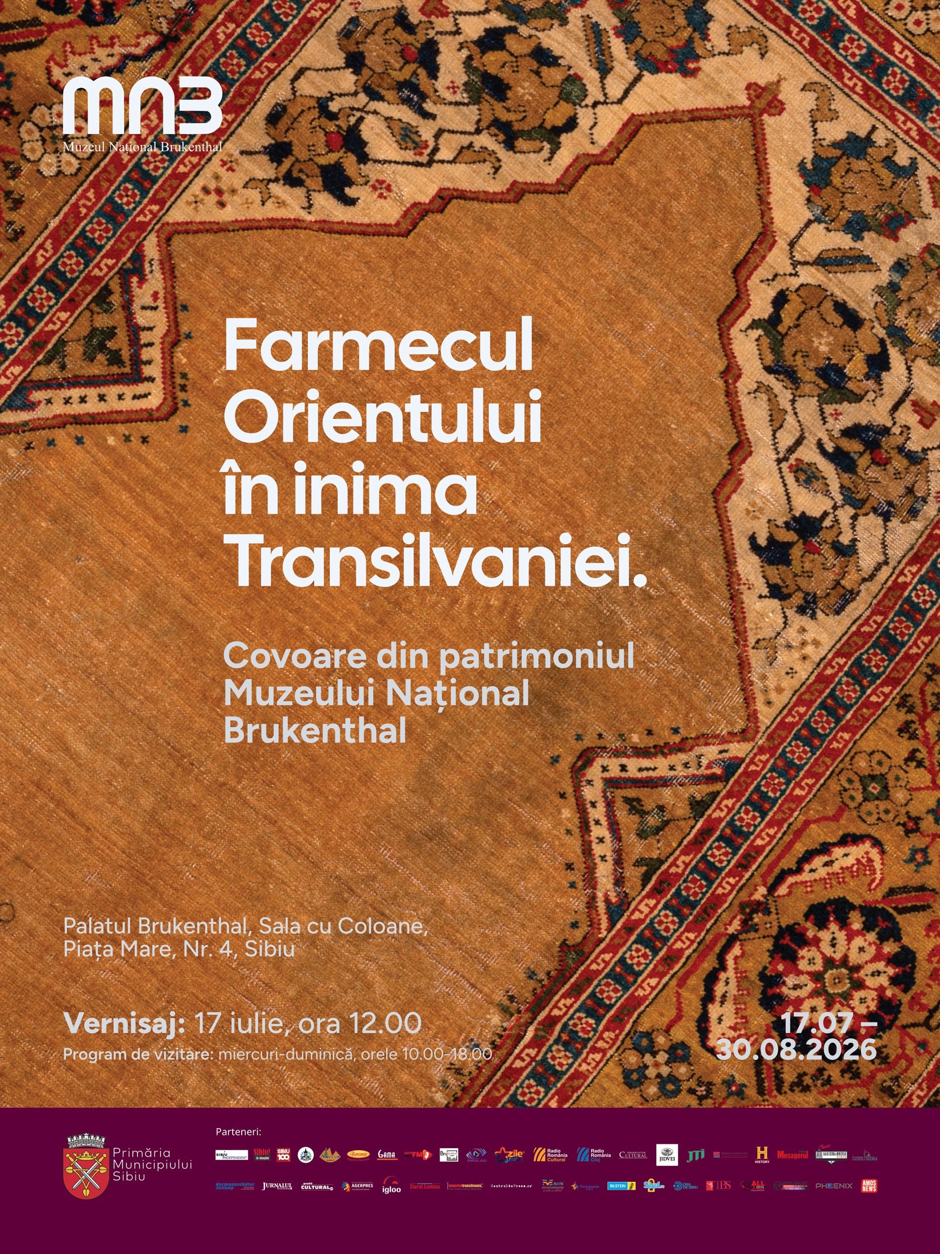Farmecul Orientului ajunge la Sibiu. Muzeul Brukenthal deschide o expoziție dedicată covoarelor orientale din patrimoniul său