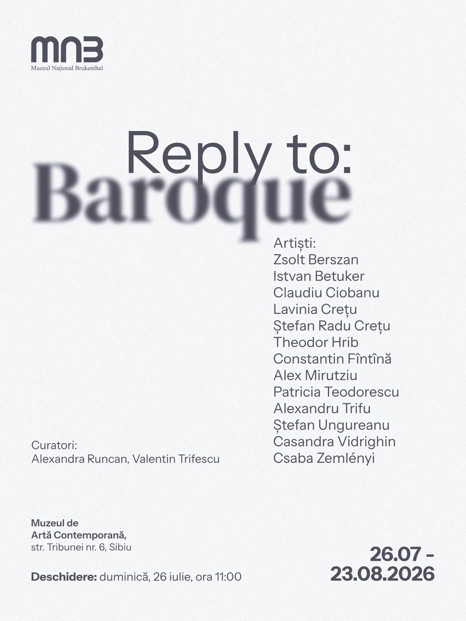 Expoziție MNB: „Reply to: Baroque. Răspunsuri contemporane la estetica barocă”