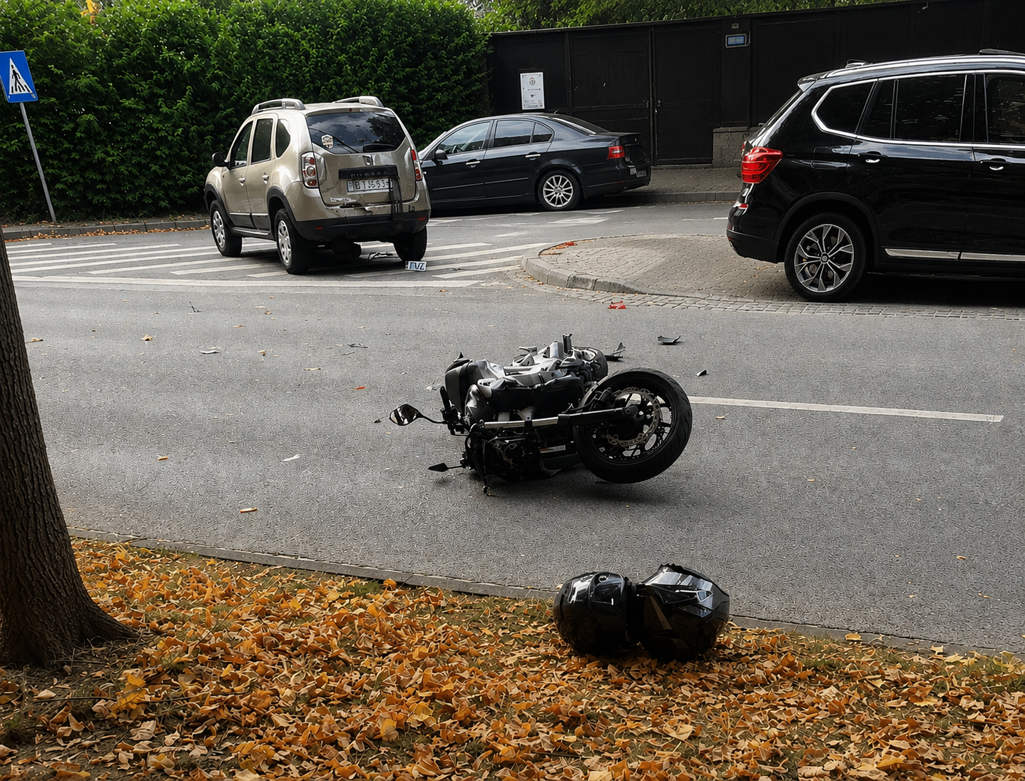 Accident pe strada Vasile Aaron din Sibiu. Un motociclist de 19 ani a ajuns la spital