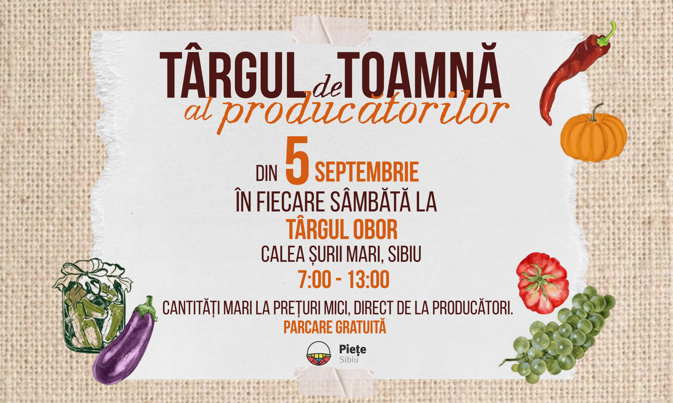 Târgul de Toamnă al Producătorilor începe la Sibiu. În fiecare sâmbătă, la Obor