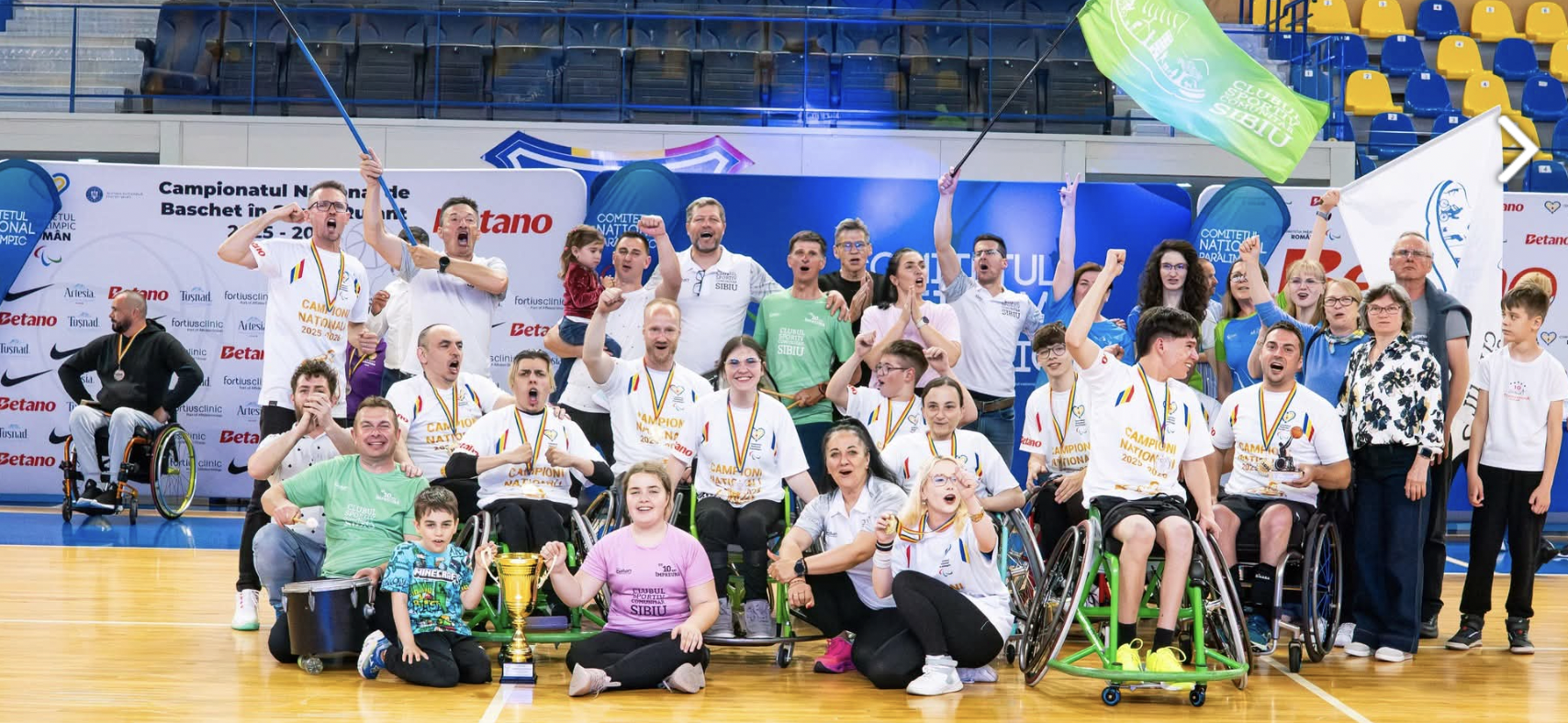 Campionii naționali la baschet în scaun rulant joacă astăzi la Sibiu. Peste 800 de bilete vândute