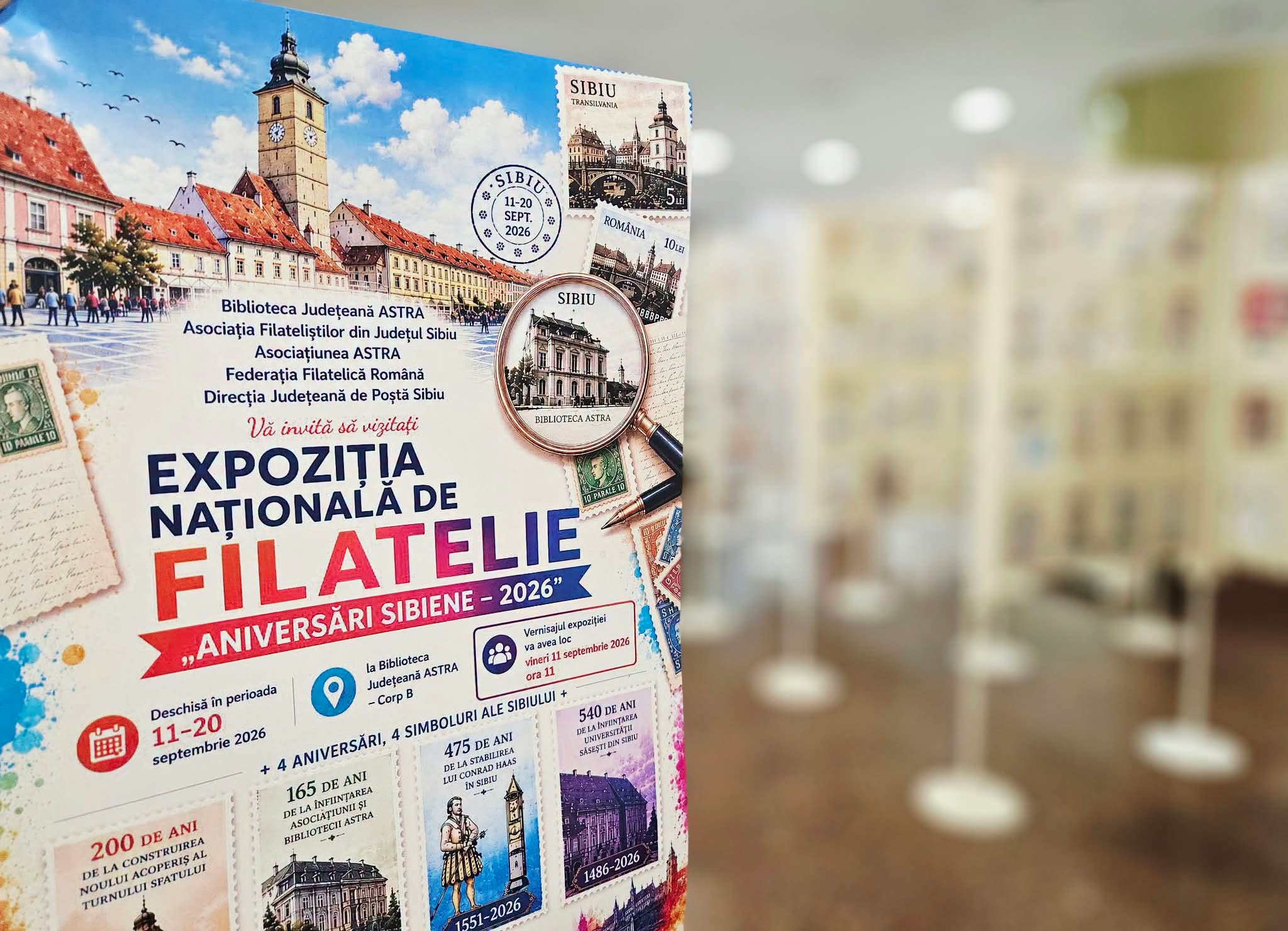 Sute de ani de istorie a Sibiului, prezentate prin expoziția națională de filatelie de la Biblioteca ASTRA