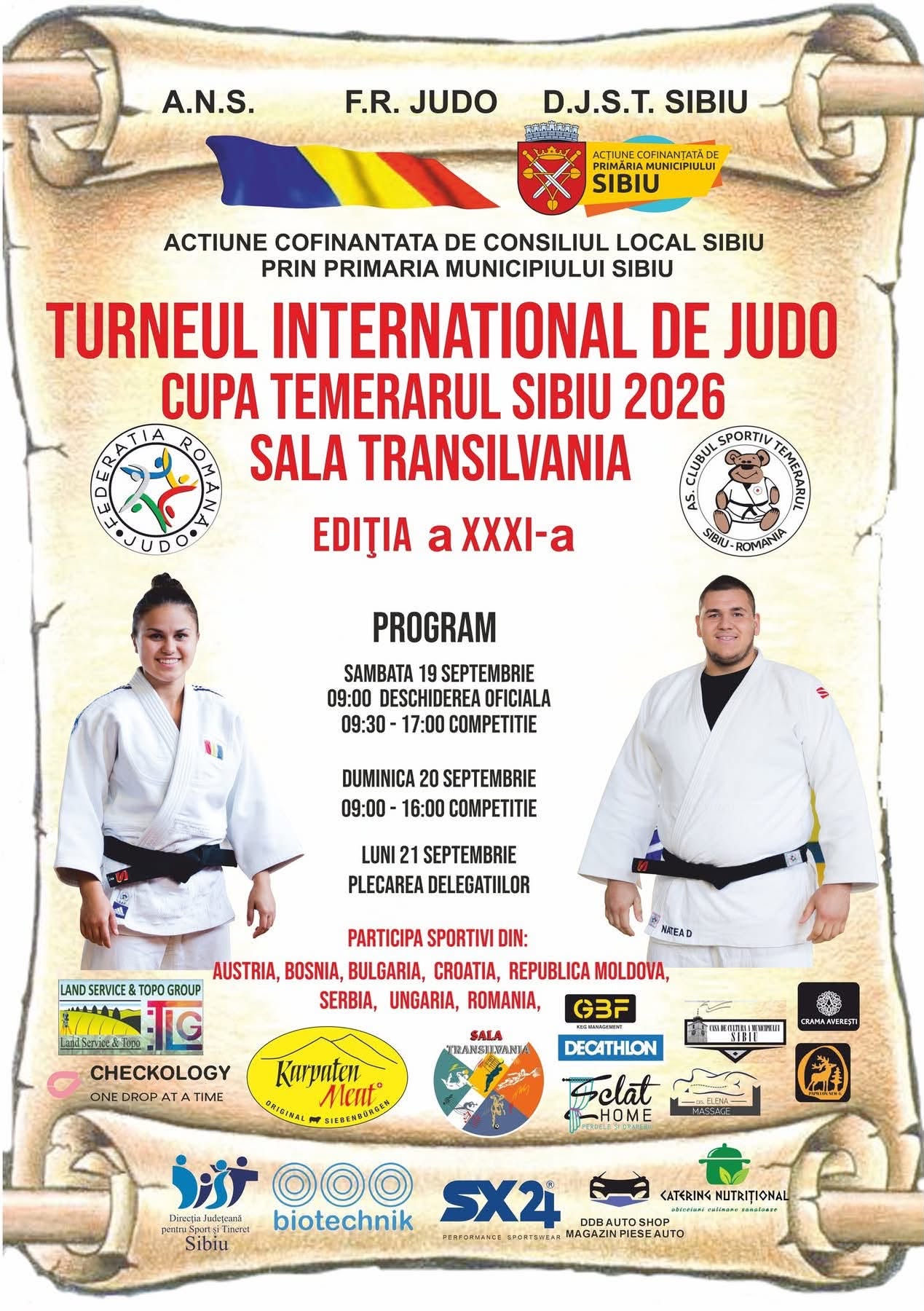 Judoka din şase ţări la ediţia a XXXI-a a Cupei Temerarul”, în weekend