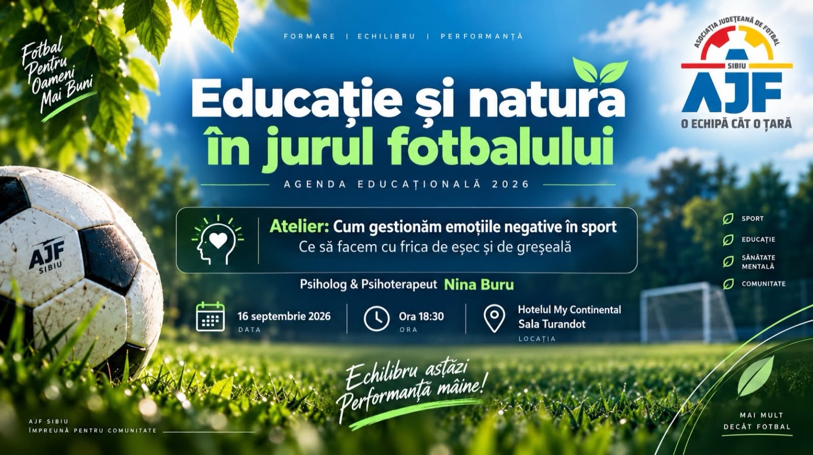 “Cum gestionăm emoţiile în sport”, atelierul organizat de Academia de Fotbal Alma