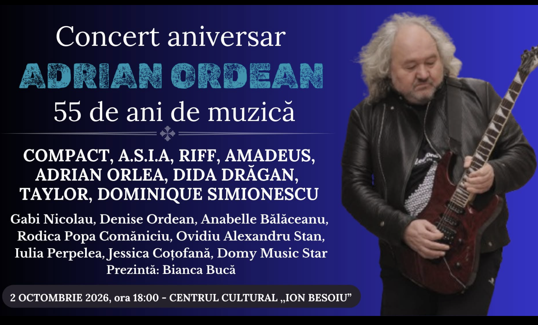 Adrian Ordean își sărbătorește cei 55 de ani de carieră printr-un concert aniversar la Sibiu