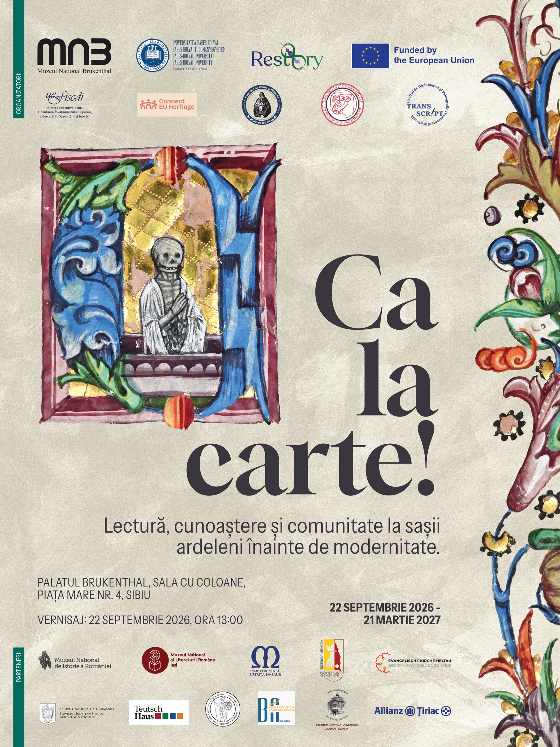 Brukenthal aduce la Sibiu cărți vechi de 600 de ani. Expoziția „Ca la carte!” se deschide în 22 septembrie