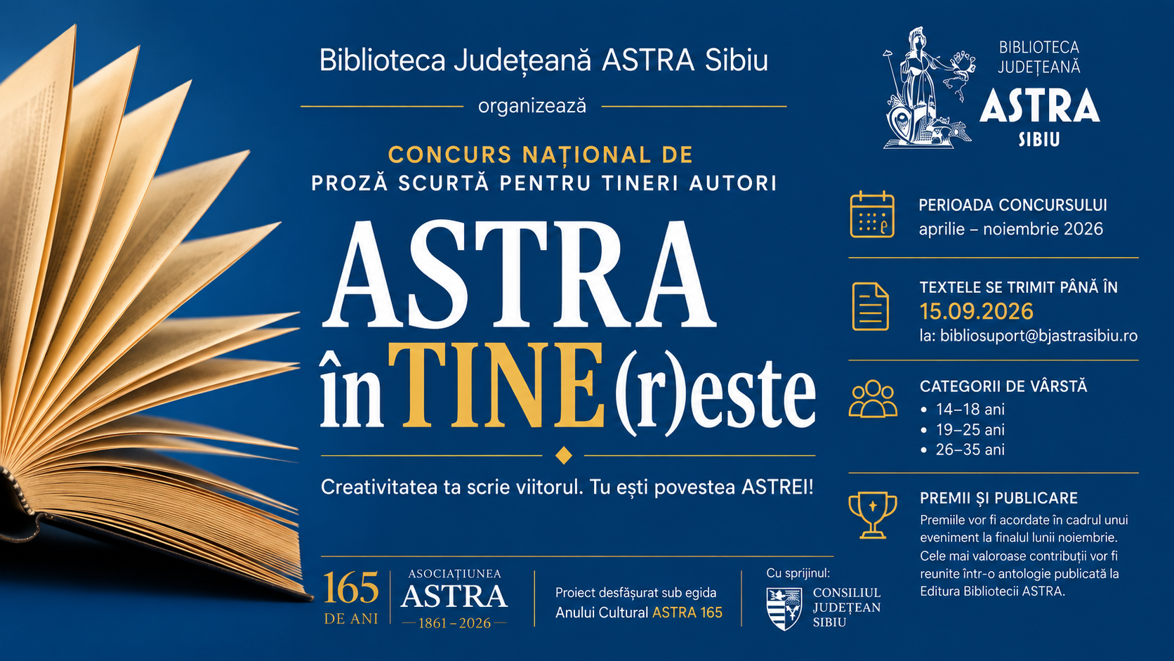Concurs de proză scurtă pentru tinerii între 14 și 35 de ani, lansat de Biblioteca ASTRA Sibiu
