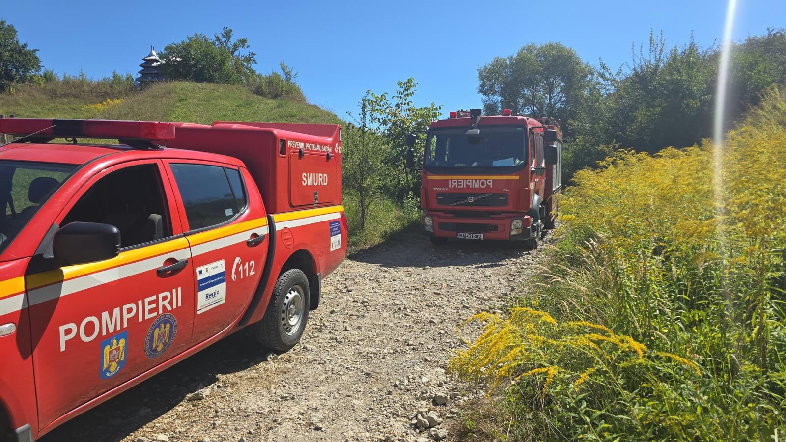 Trafic blocat pe DJ 106, între Poplaca și Orlat, din cauza unui incendiu de vegetație