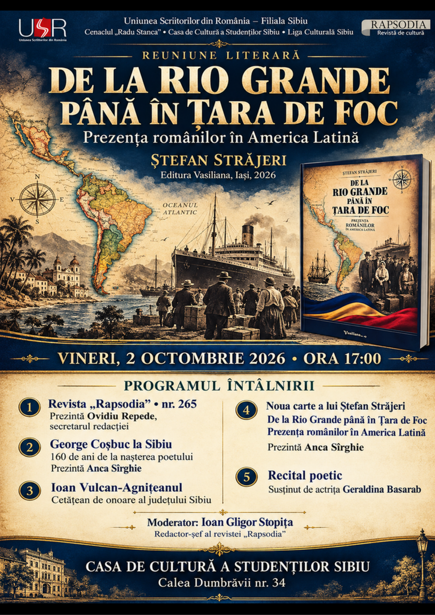 CCS Sibiu găzduiește o reuniune literară despre românii din America Latină