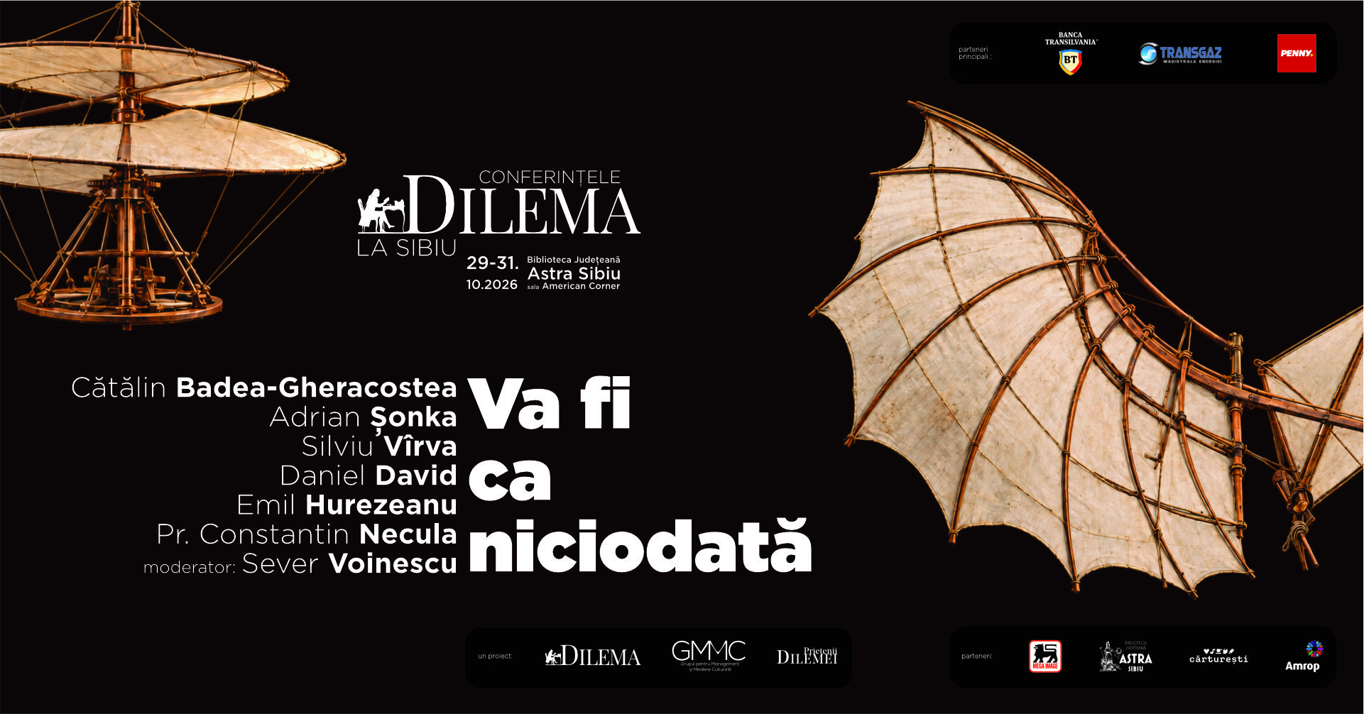 Conferințele Dilema ajung pentru prima dată la Sibiu. Emil Hurezeanu, Daniel David și părintele Constantin Necula, printre invitați