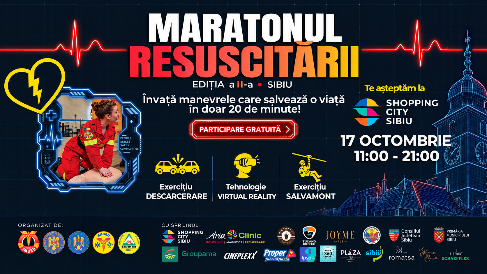 Maratonul Resuscitării revine la Sibiu. Participarea este gratuită, pe 17 octombrie