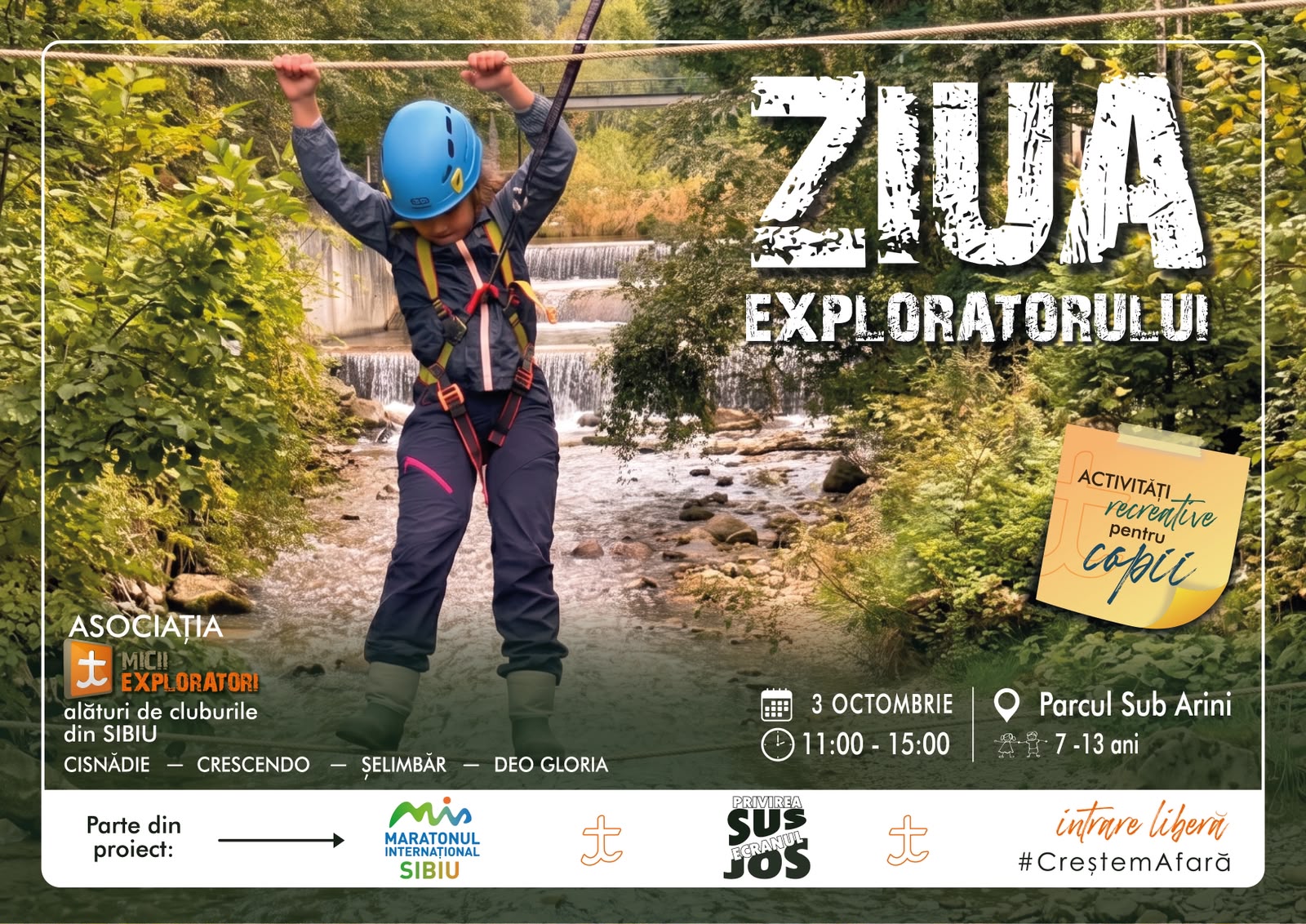 Privirea sus, ecranul jos! „Ziua Exploratorului” aduce aventura în Parcul Sub Arini din Sibiu