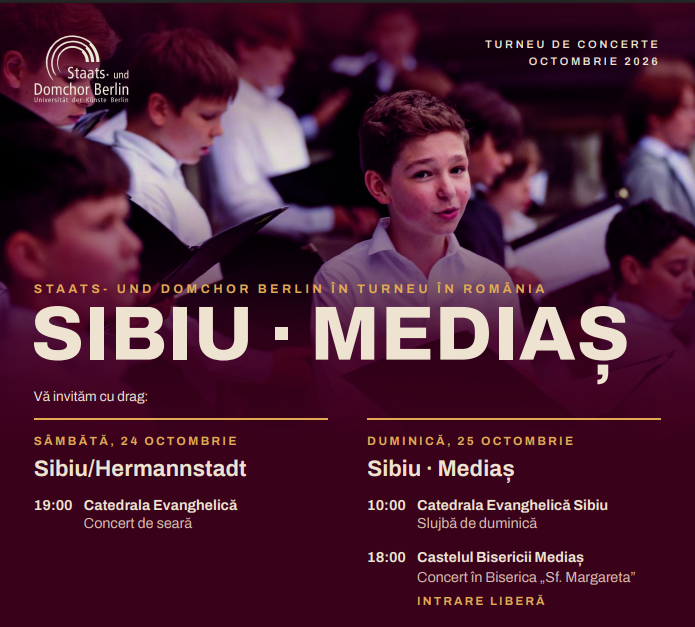 Celebrul cor Staats-und Domchor Berlin ajunge pentru prima dată la Sibiu și Mediaș. Concerte cu intrare liberă