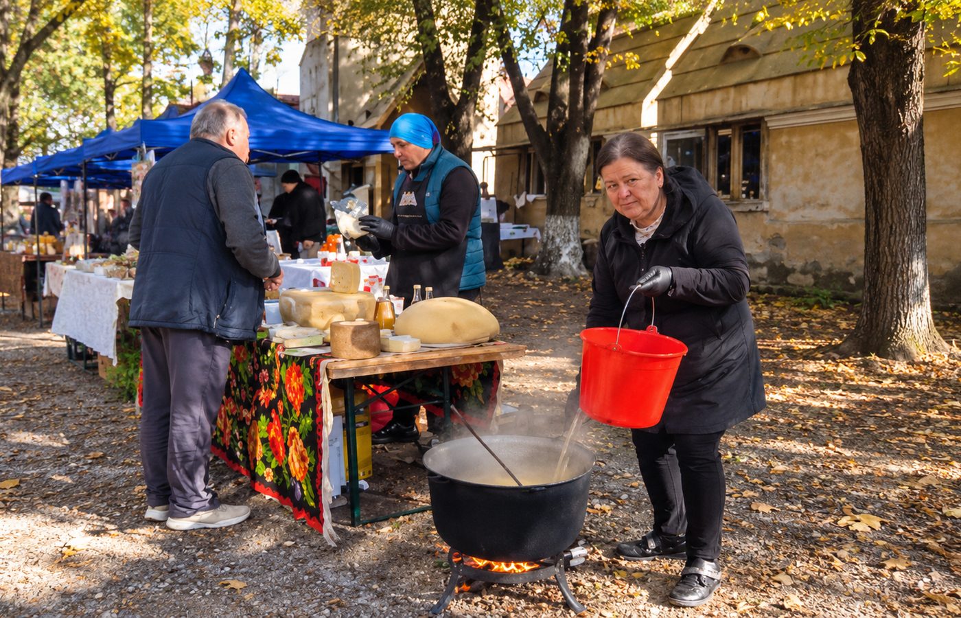 VIDEO | S-a deschis Piața Produselor Montane la Bastionul Soldisch din Sibiu. Brânzeturi, miere și bunătăți de la 24 de producători